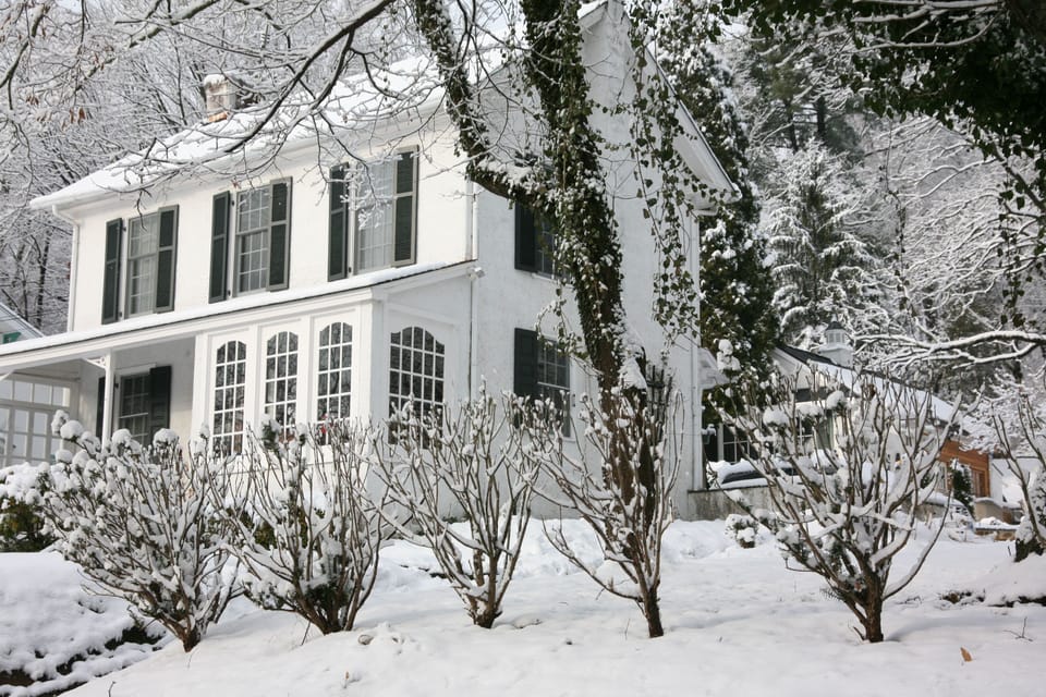 Winter Photo from County Road - MAIN HOUSE / Studio in background