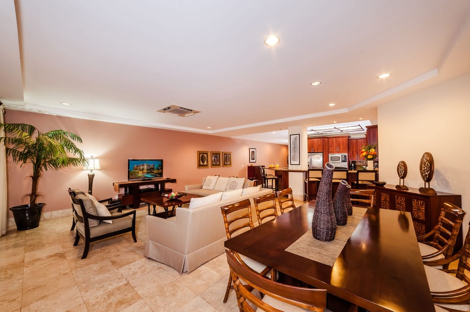 Large open area dining, living room