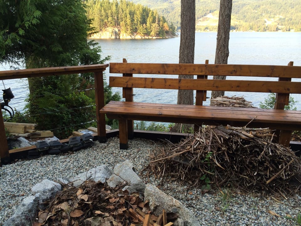 The fire pit half way down the property.