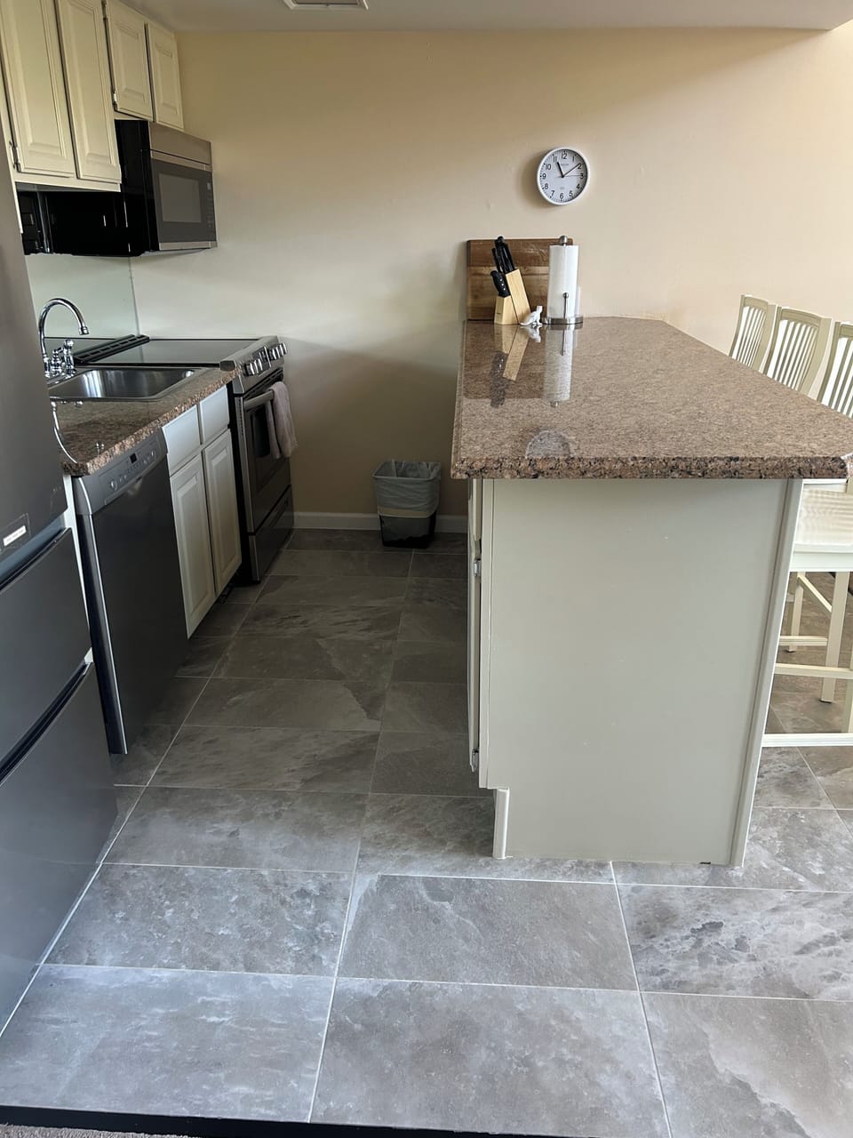 the kitchen area 