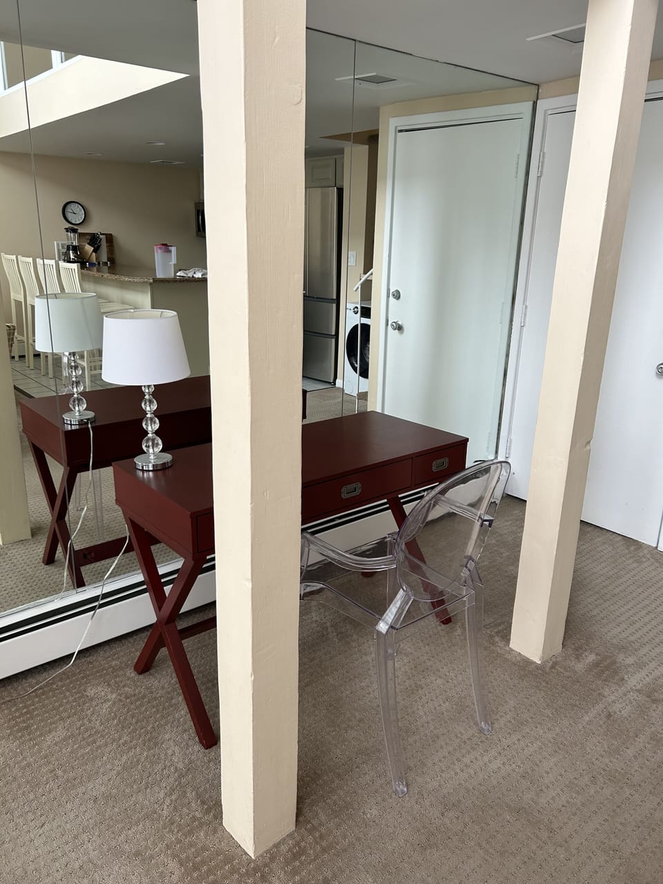 desk in the living room area 