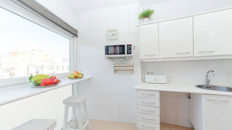 kitchen face outside, plenty of light.