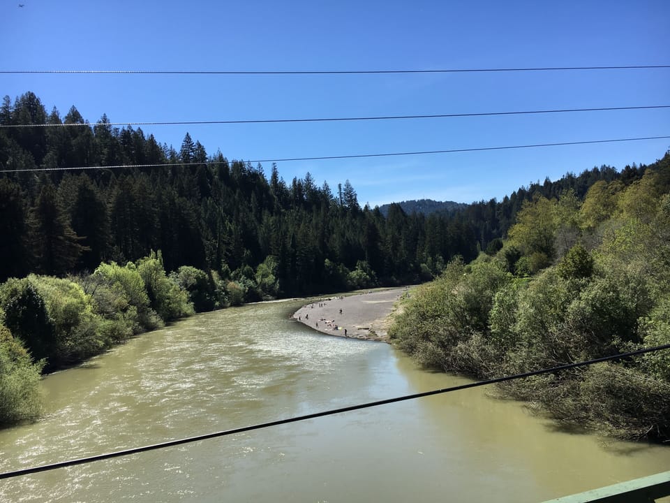 Johnson's Beach from the bridge.