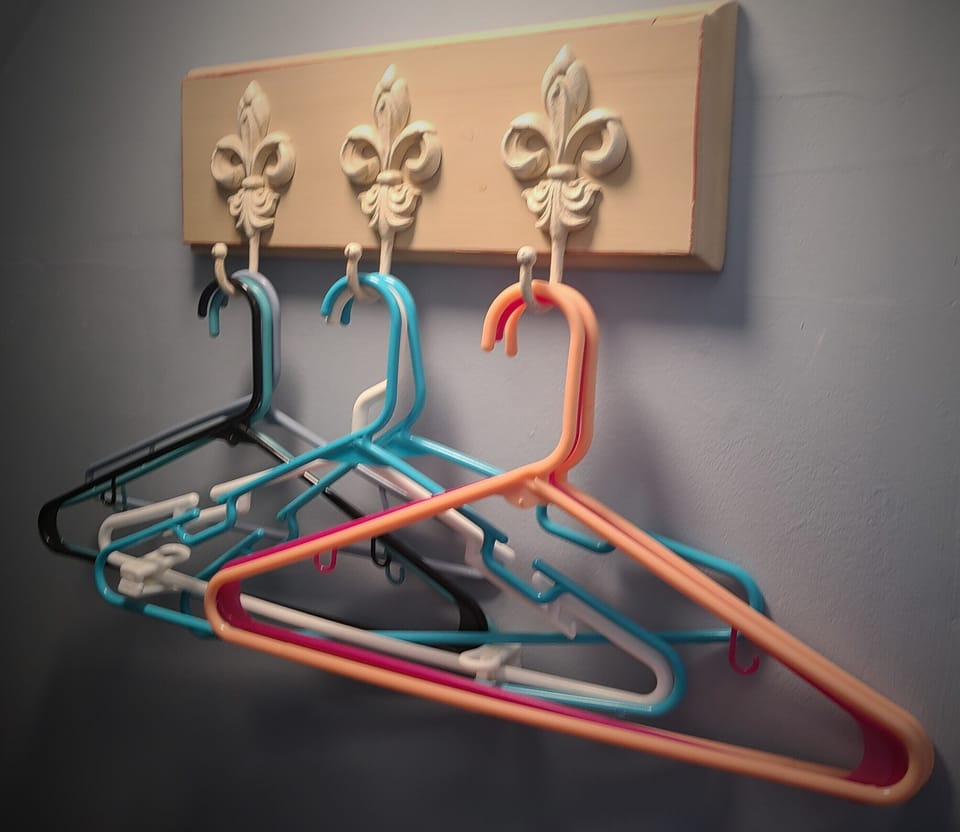 If you need more hangers, check the living room closet.