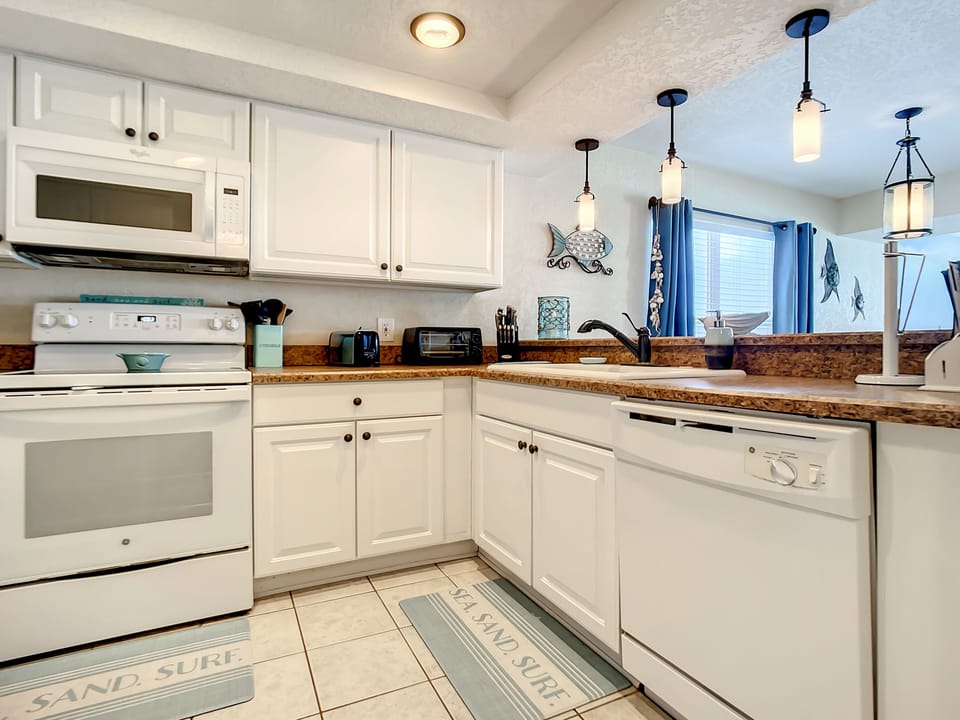 Ocean View Kitchen with Granite Counter Tops.