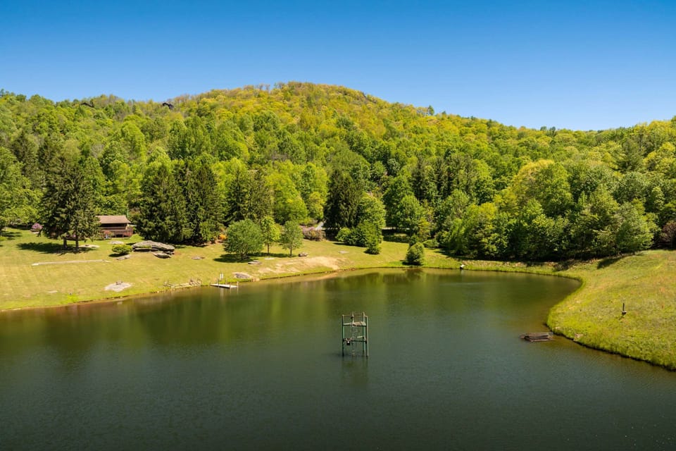 Beautiful private lake views surrounded by the scenic Blue Ridge Mountains