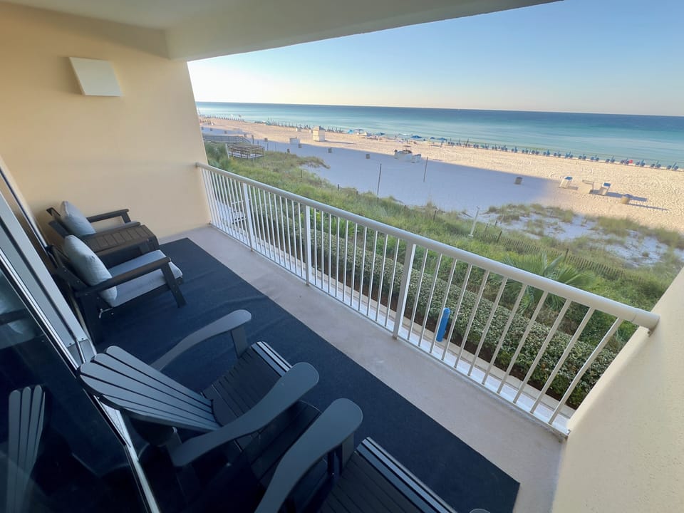 Beach front patio view - updated patio furniture Oct 2025