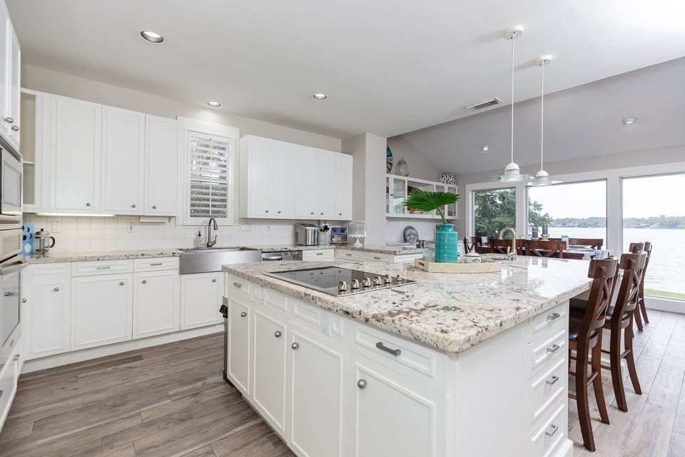 Massive kitchen with every small appliance and utensil you could desire.