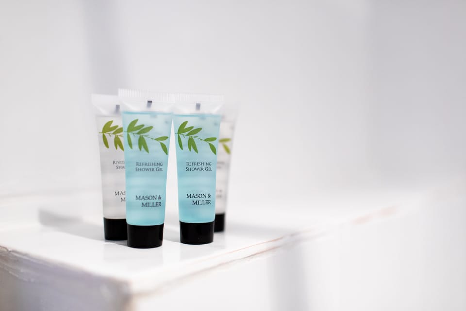 Free toiletries, hair dryer, towels