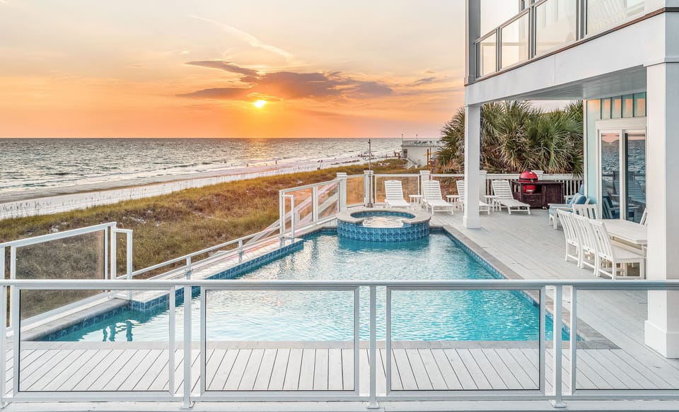 Private Beachfront Pool and Furnished Pool Deck