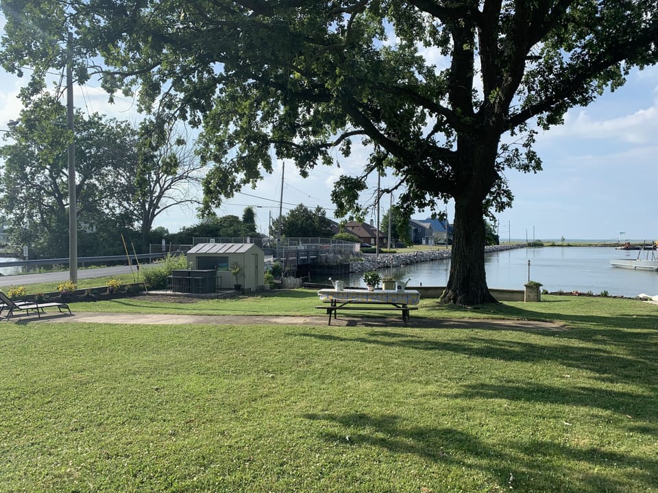 Nice big front yard with a gorgeous view of Lake Erie!