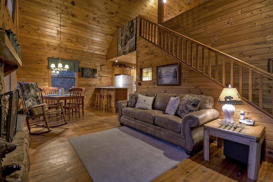 open concept living area & dining area