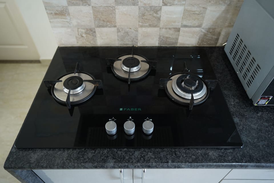 1BHK Service Apartment | Private kitchen | Fridge, microwave, stovetop, cookware/dishes/utensils