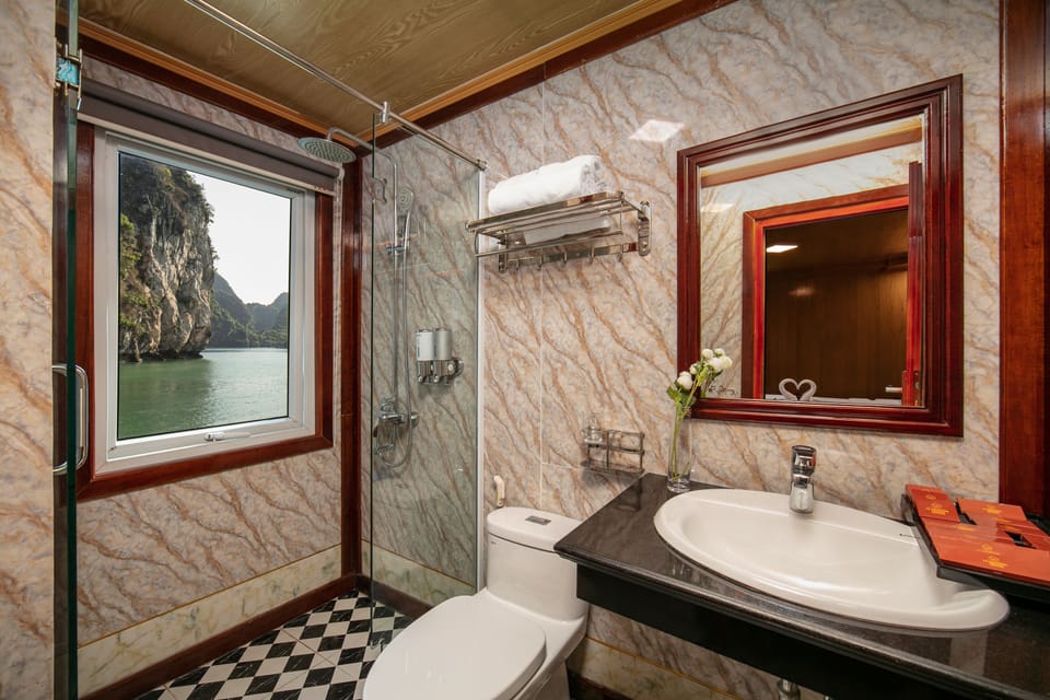 Shower, free toiletries, hair dryer, slippers