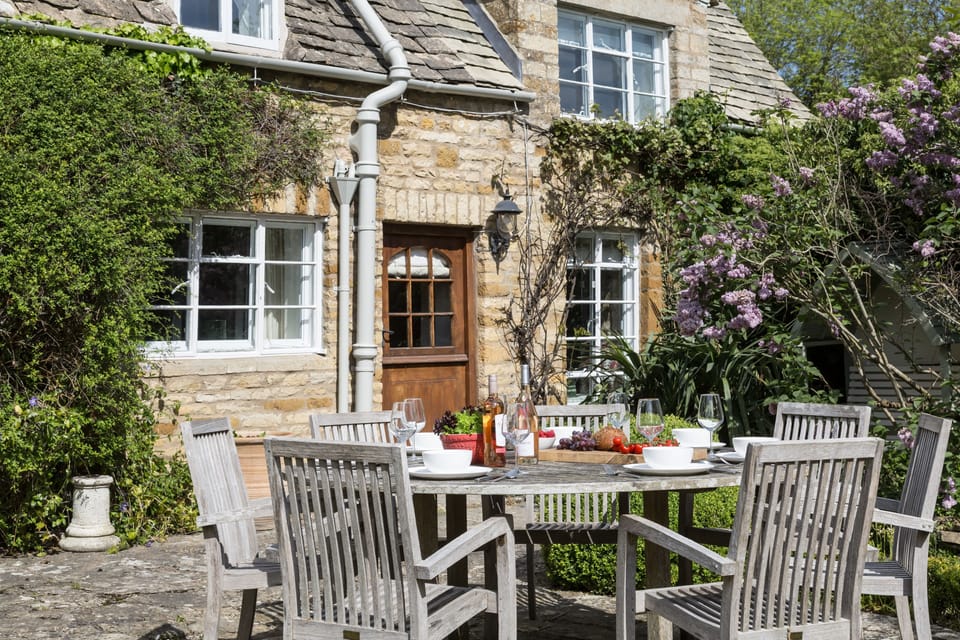 The terrace with garden furniture