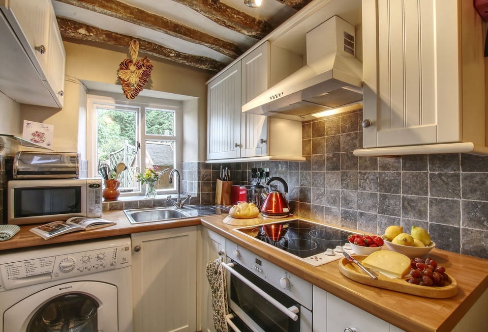 The compact but well-equipped kitchen