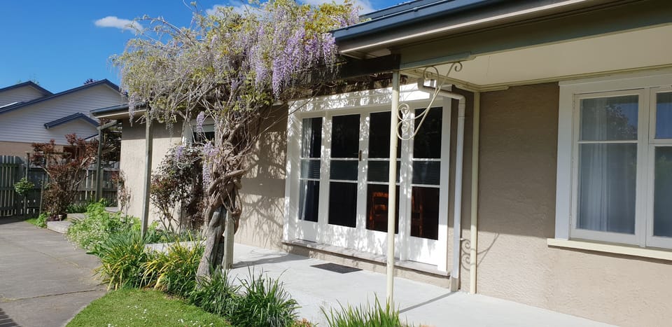 Side view - French doors and patio