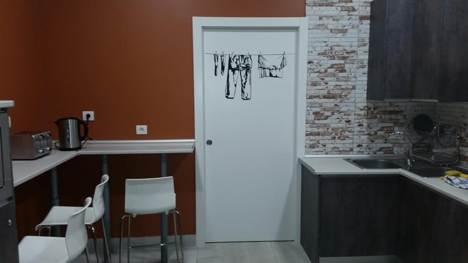 Fridge, microwave, cookware/dishes/utensils