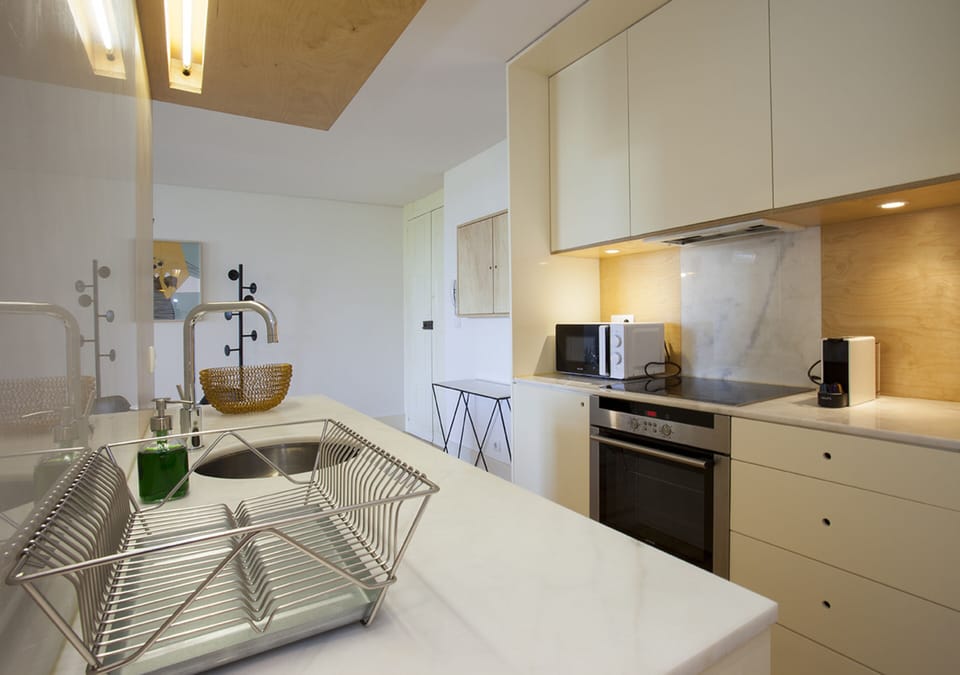 Apartment, 1 Bedroom, Balcony | Private kitchen | Fridge, microwave, oven, stovetop