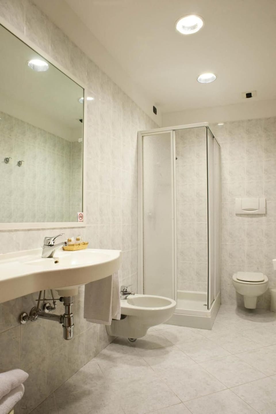 Shower, free toiletries, hair dryer, bidet