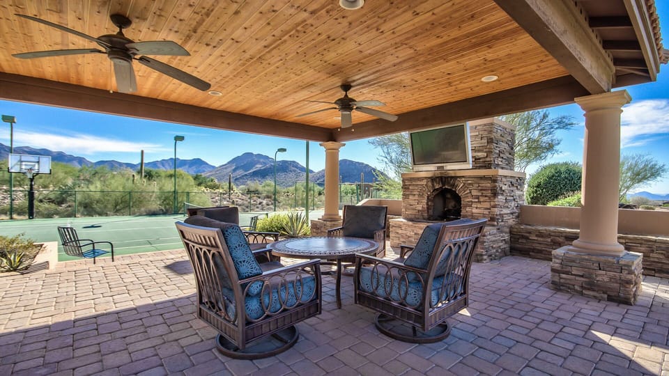 Ramada next tennis court has fabulous mountain views. No longer a TV at ramada.
