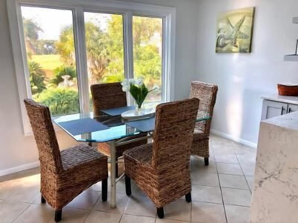 Seating for 4 with marsh view.