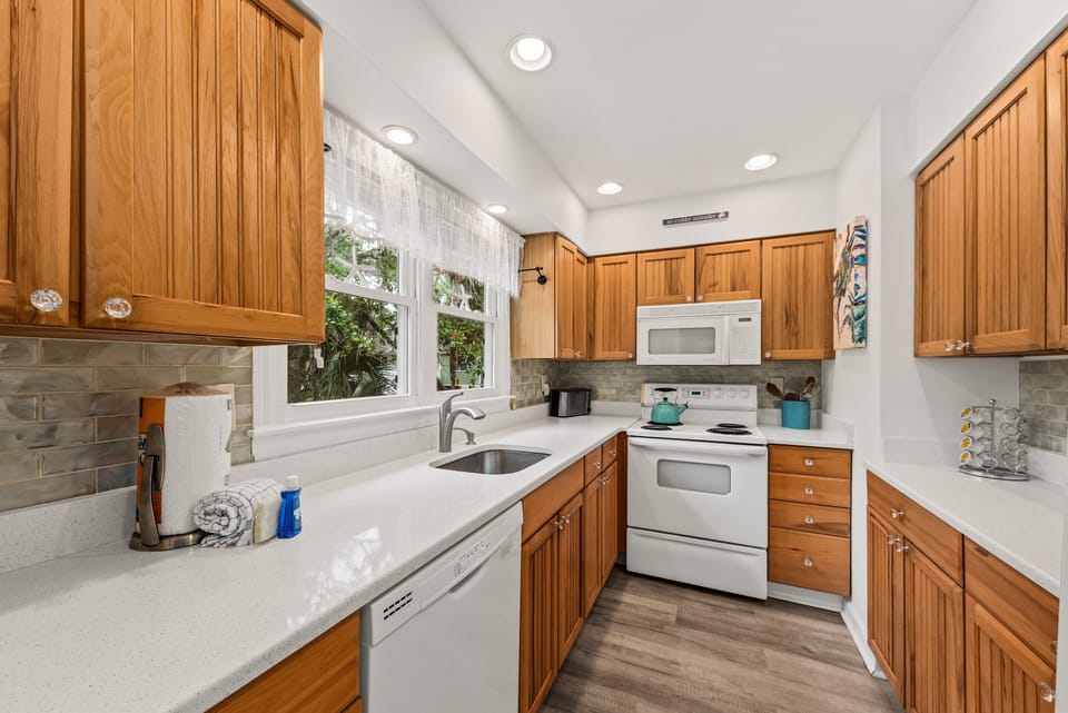 Lots of counter space for meal prep and supplies