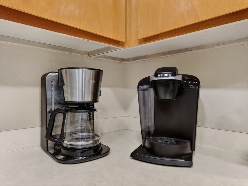 Start your mornings with freshly brewed coffee from your choice of drip coffee maker or convenient Keurig single-serve machine.