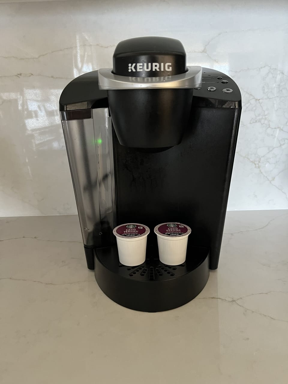 Keurig coffee pot.  Regular drip coffee pot is also available.