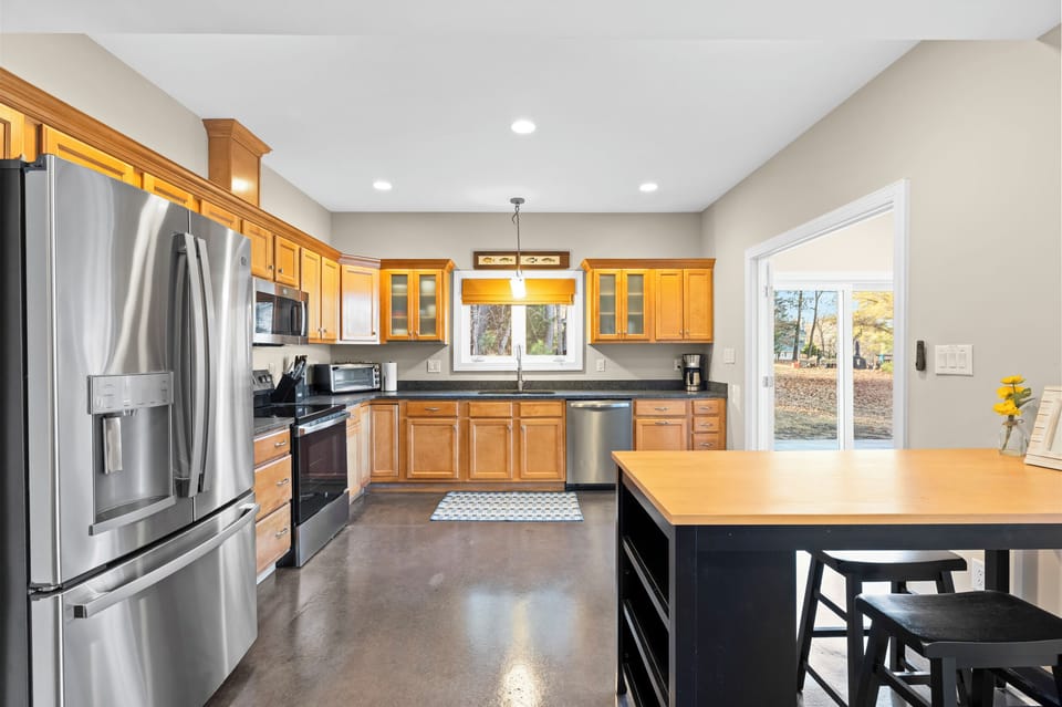 open and well-stocked kitchen 