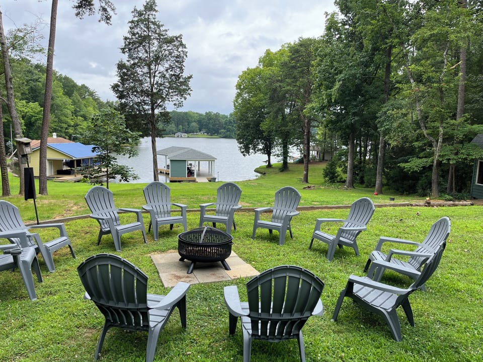 A large flat yard, great for lawn games and enjoying the fire pit
