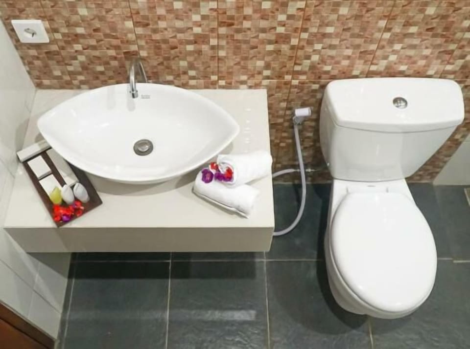 Shower, free toiletries, bidet, towels