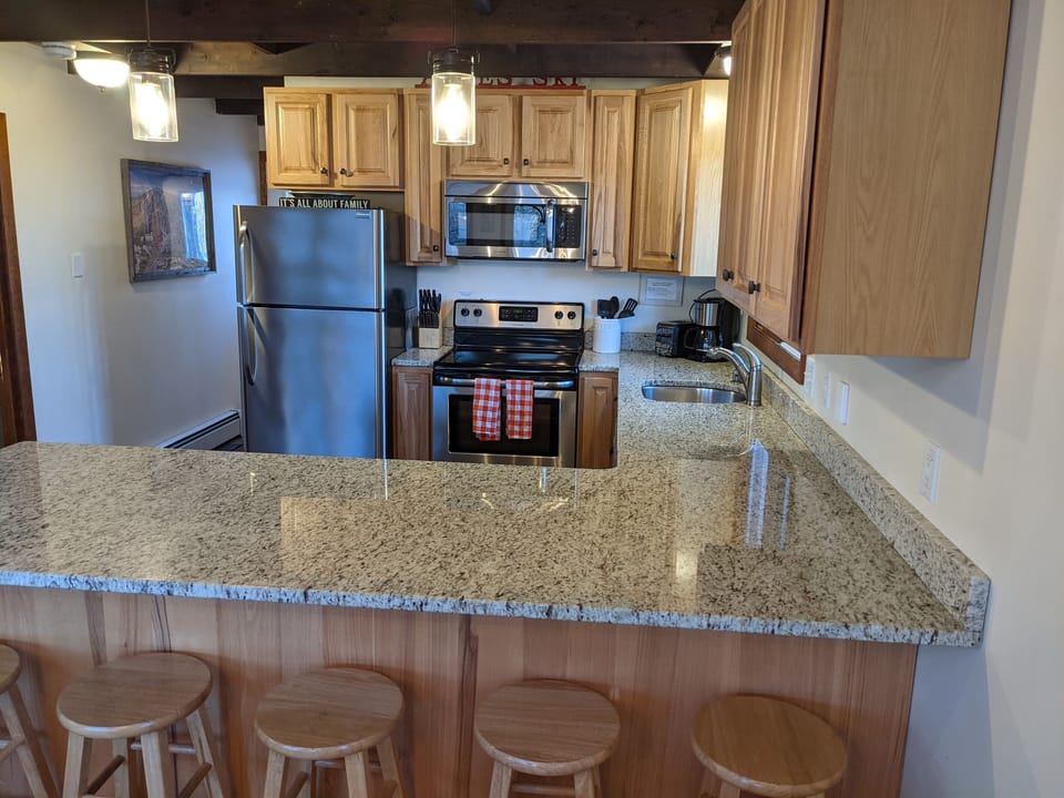Kitchen with lots of prep space for larger groups
