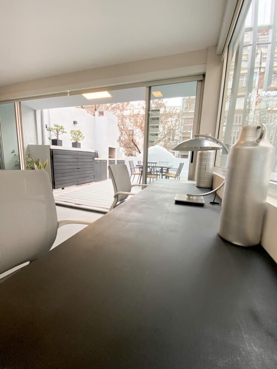 Our 3rd floor desk area leads out to our private terrace which gives great views