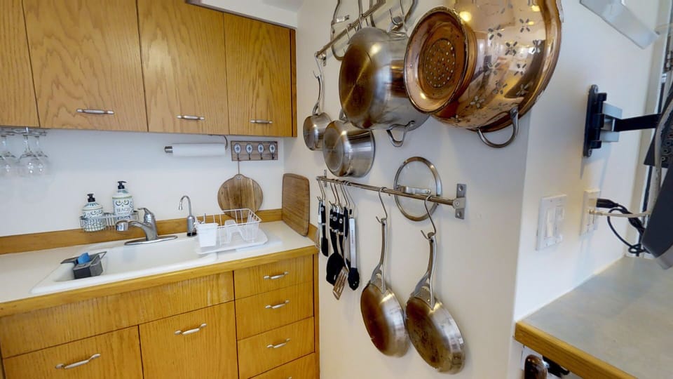 Bright kitchen with all cookware
