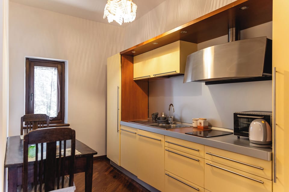 Quadruple Room, Garden View | Private kitchen | Fridge, spices, paper towels