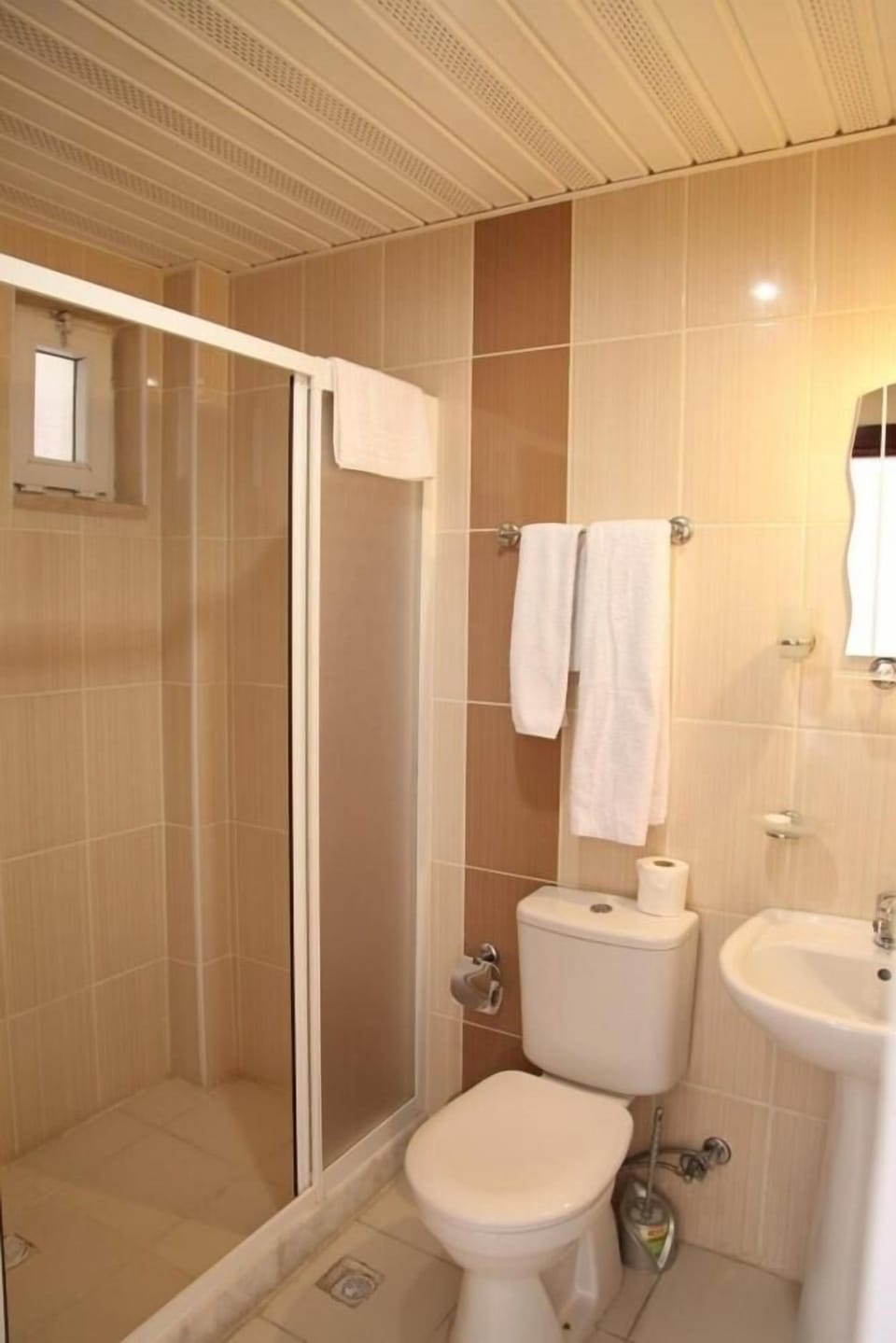 Shower, free toiletries, hair dryer, slippers