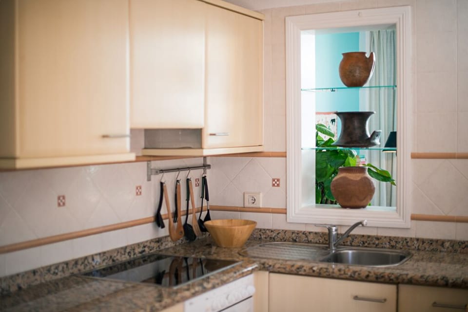 Detail of the fully fitted kitchen 