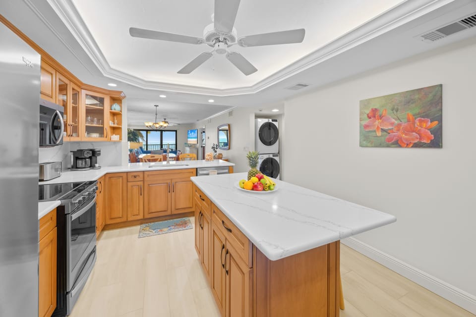 Fully equipped Kitchen and full sized washer and dryer.