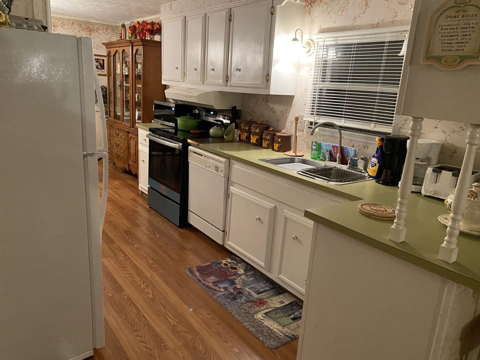 Kitchen dishes, pots & pans, wine, champagne, glasses, utensils, BBQ, Keurig