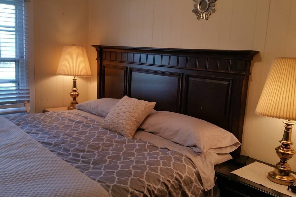 Super Comfy King Bed with Bloomingdale's Bedding just installed. 