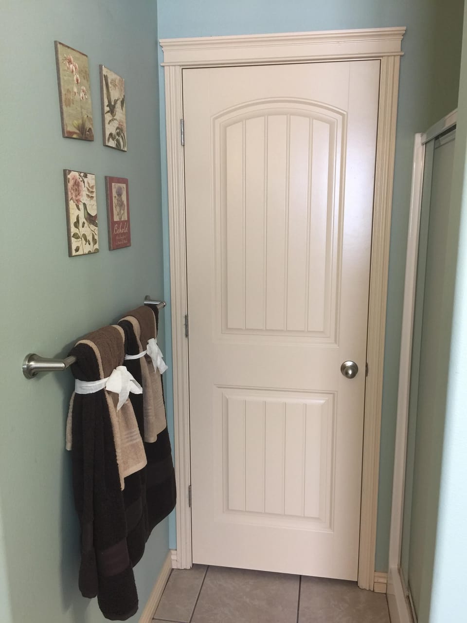 Master bathroom walk in closet and shower area 