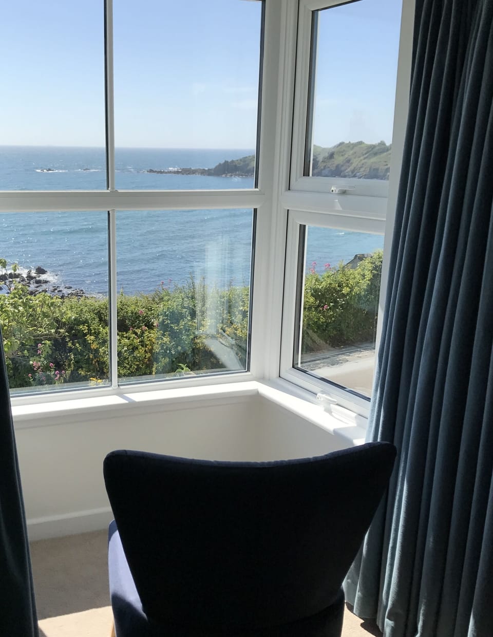 Sea-view from the master bedroom bay window.