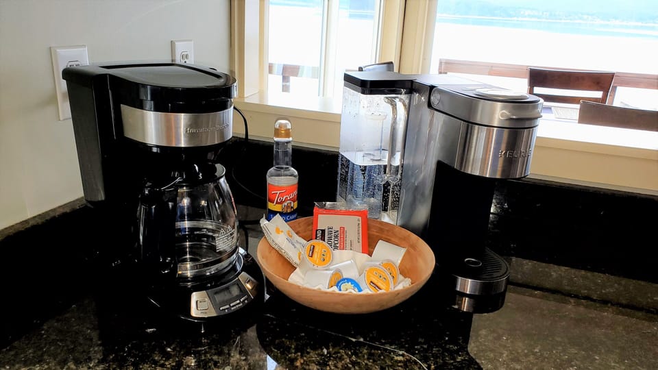Keurig and Drip coffee maker with complimentary starter pods and ground coffee