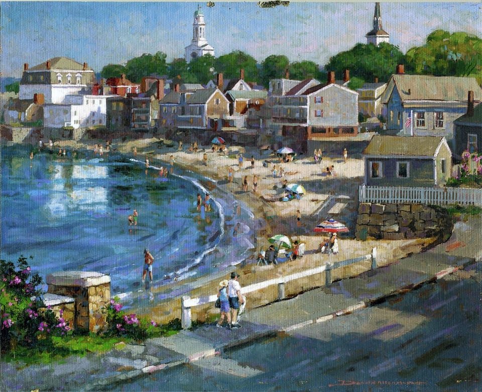 Front Beach / Artist Donald Mosher painting from the porch of the Beach & King.