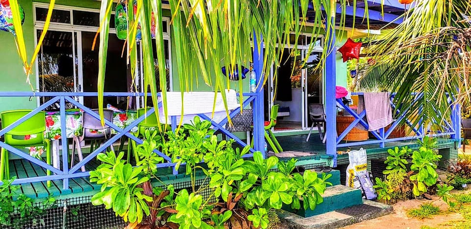Private terrace overlooking the tropical garden and Moorea's turquoise lagoon