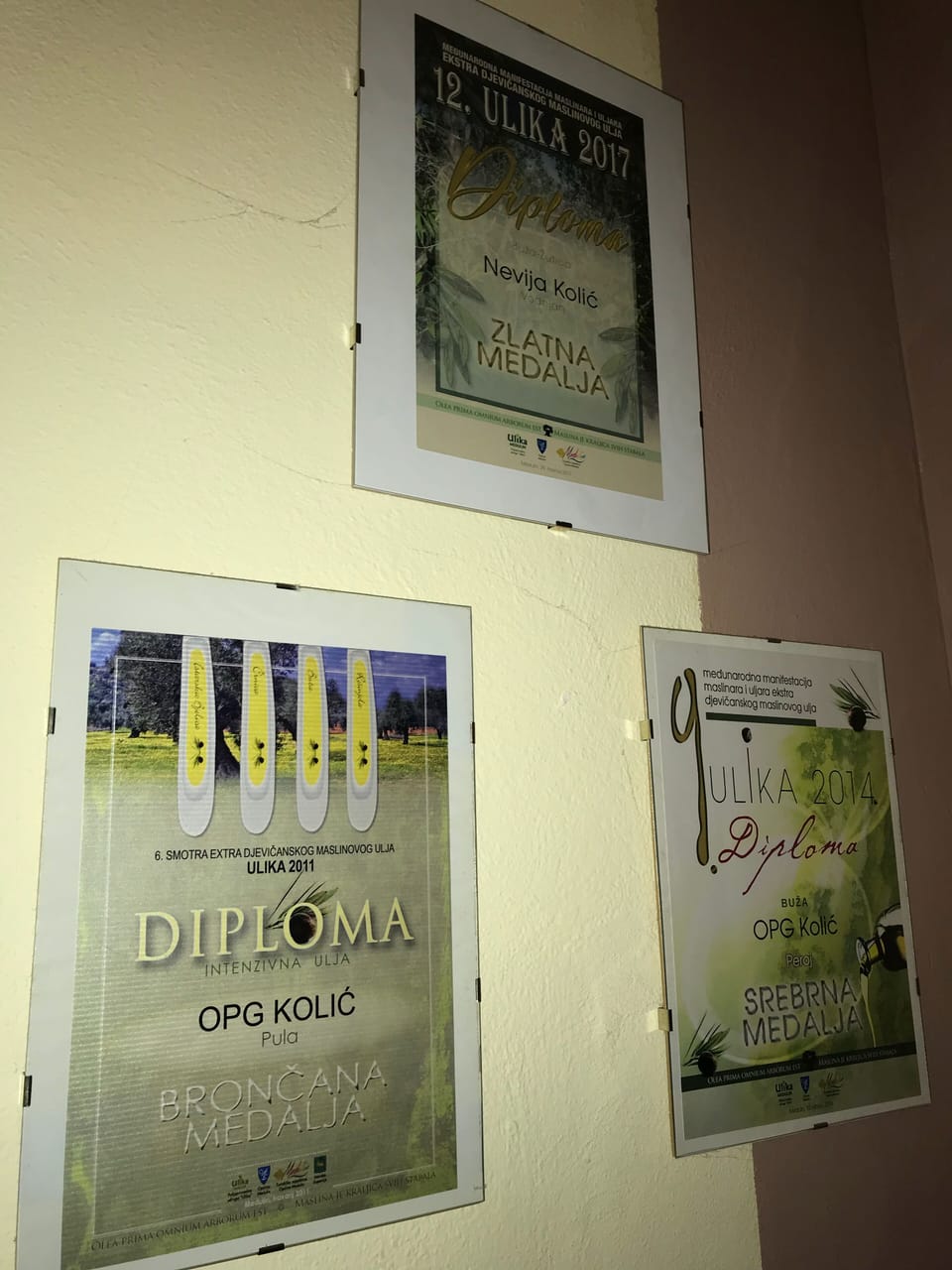 Olive oil competition in Croatia , first places for our family.