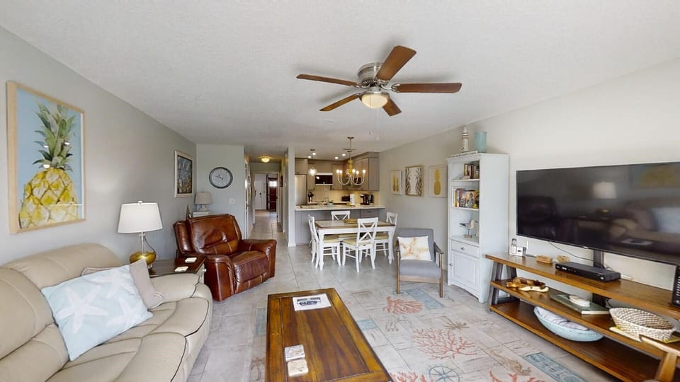 living area view to kitchen