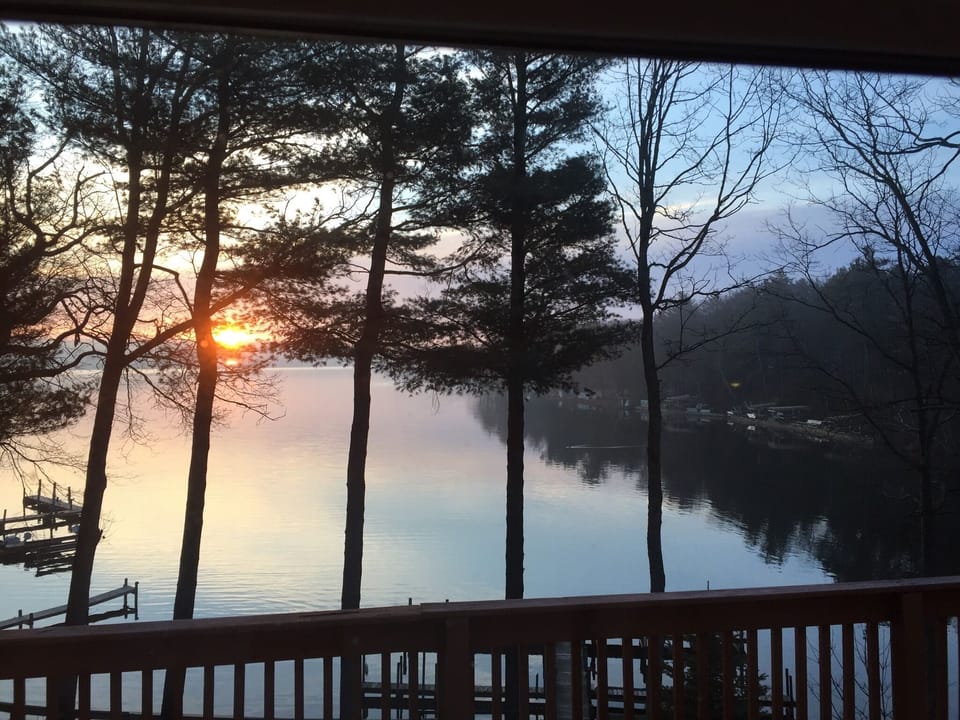 Sunrise over Pentwater Lake from our property