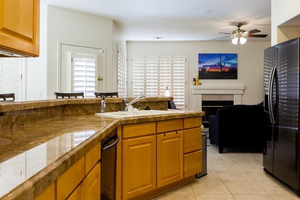 Fully stocked kitchen with matching sleek appliances